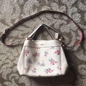 Authentic Coach leather pink flower purse